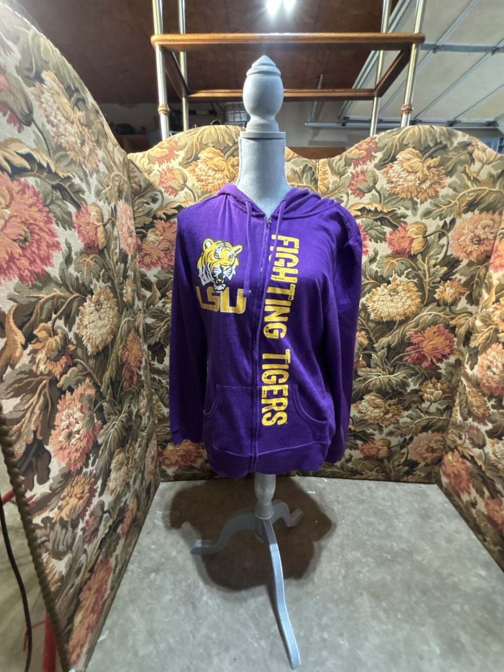 Ladies Creative Apparel Concepts LSU Fighting Tigers Full Zip Hoodie Size XL